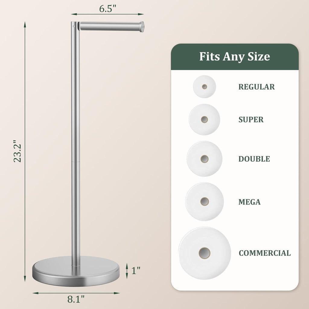 Freestanding Brushed‑Nickel Toilet Holder