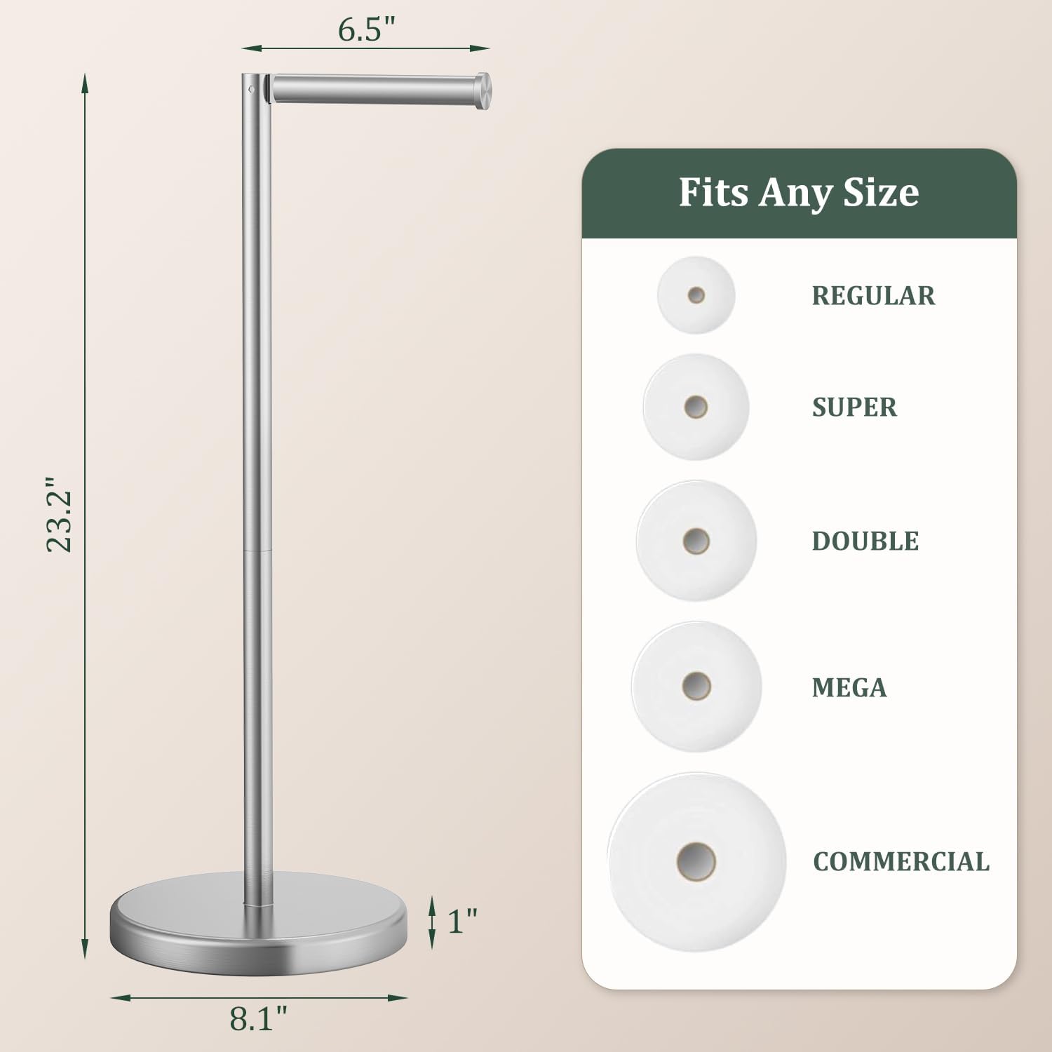 Freestanding Brushed‑Nickel Toilet Holder