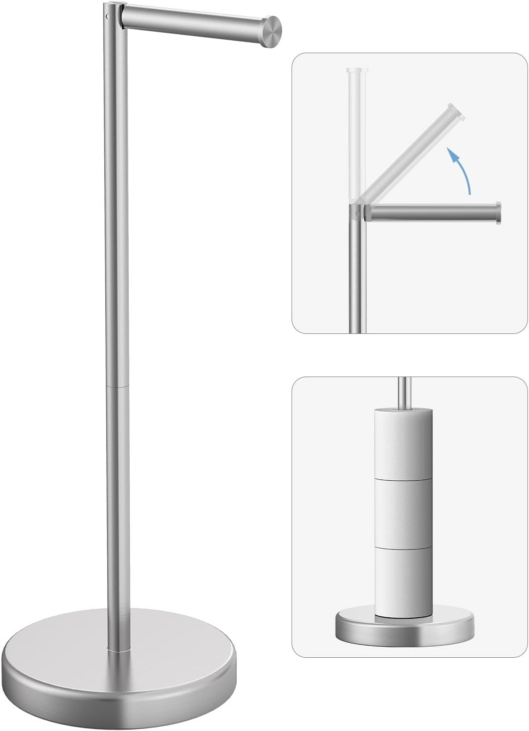Freestanding Brushed‑Nickel Toilet Holder