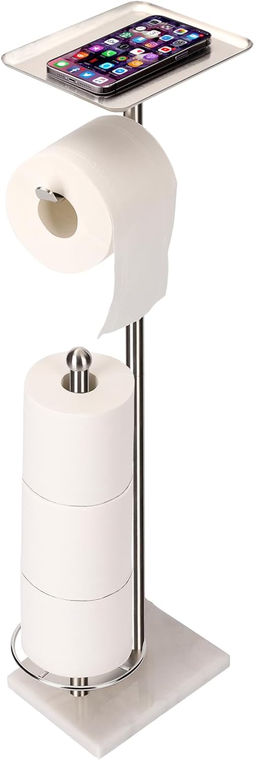 Marble‑Base Freestanding Toilet Paper Stand