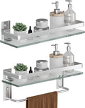 Wall‑Mounted Glass Bathroom Shelf With Towel Bar