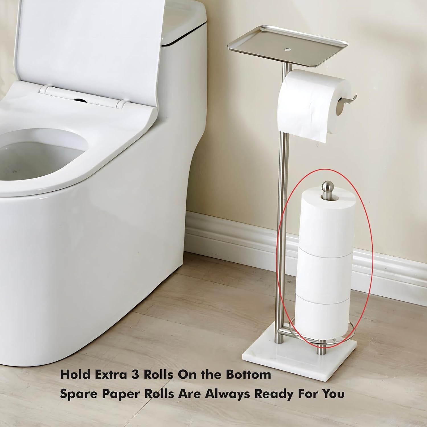 Marble‑Base Freestanding Toilet Paper Stand