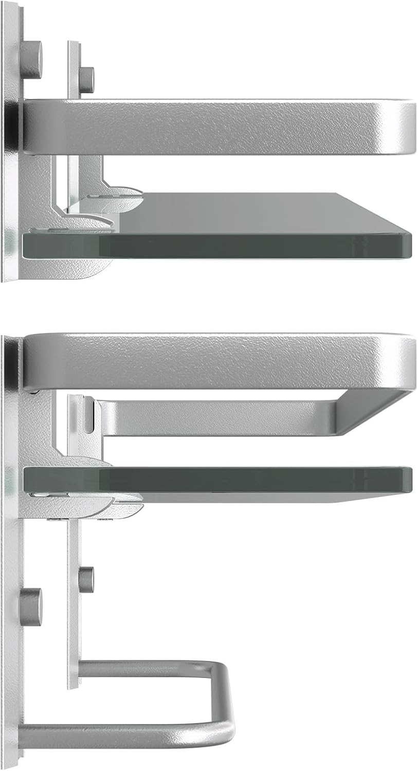 Wall‑Mounted Glass Bathroom Shelf With Towel Bar
