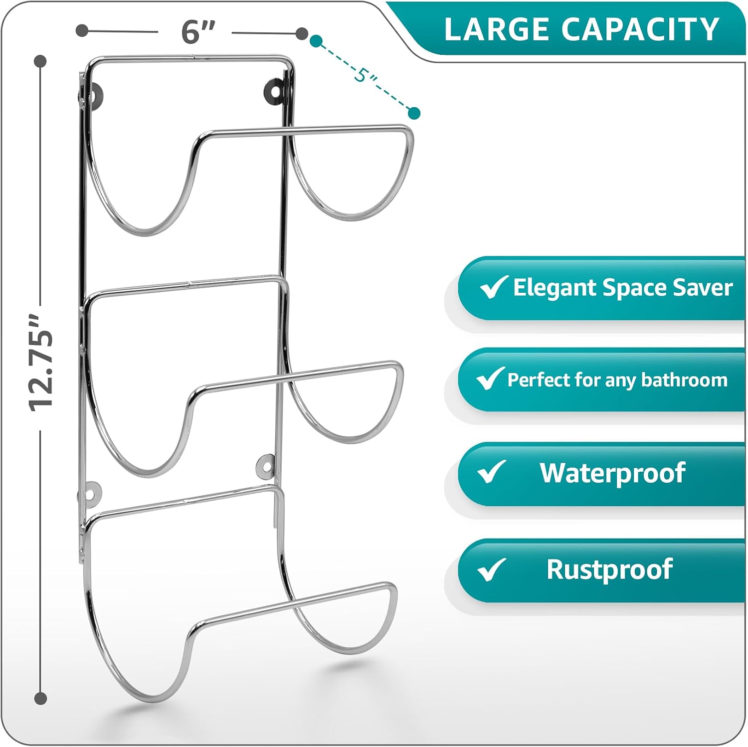 Wall‑Mounted Multi‑Hook Bathroom Towel Rack