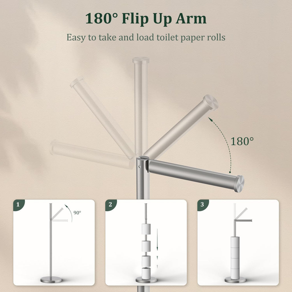 Freestanding Brushed‑Nickel Toilet Holder
