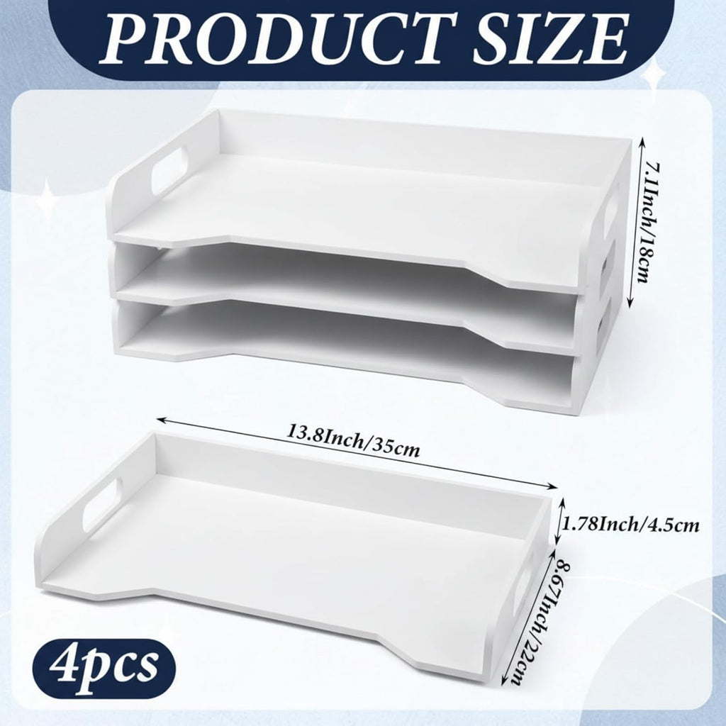 4‑Tier Wooden Desktop Paper Organizer
