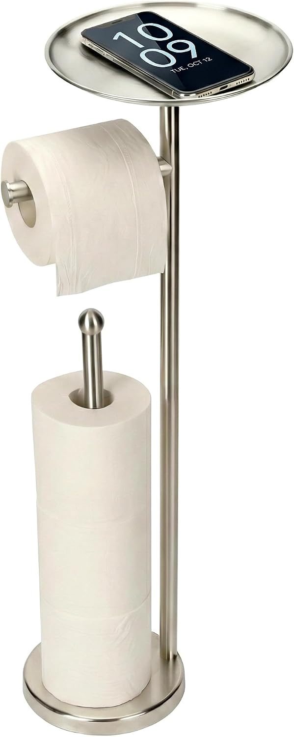 Freestanding Toilet Paper Holder With Shelf