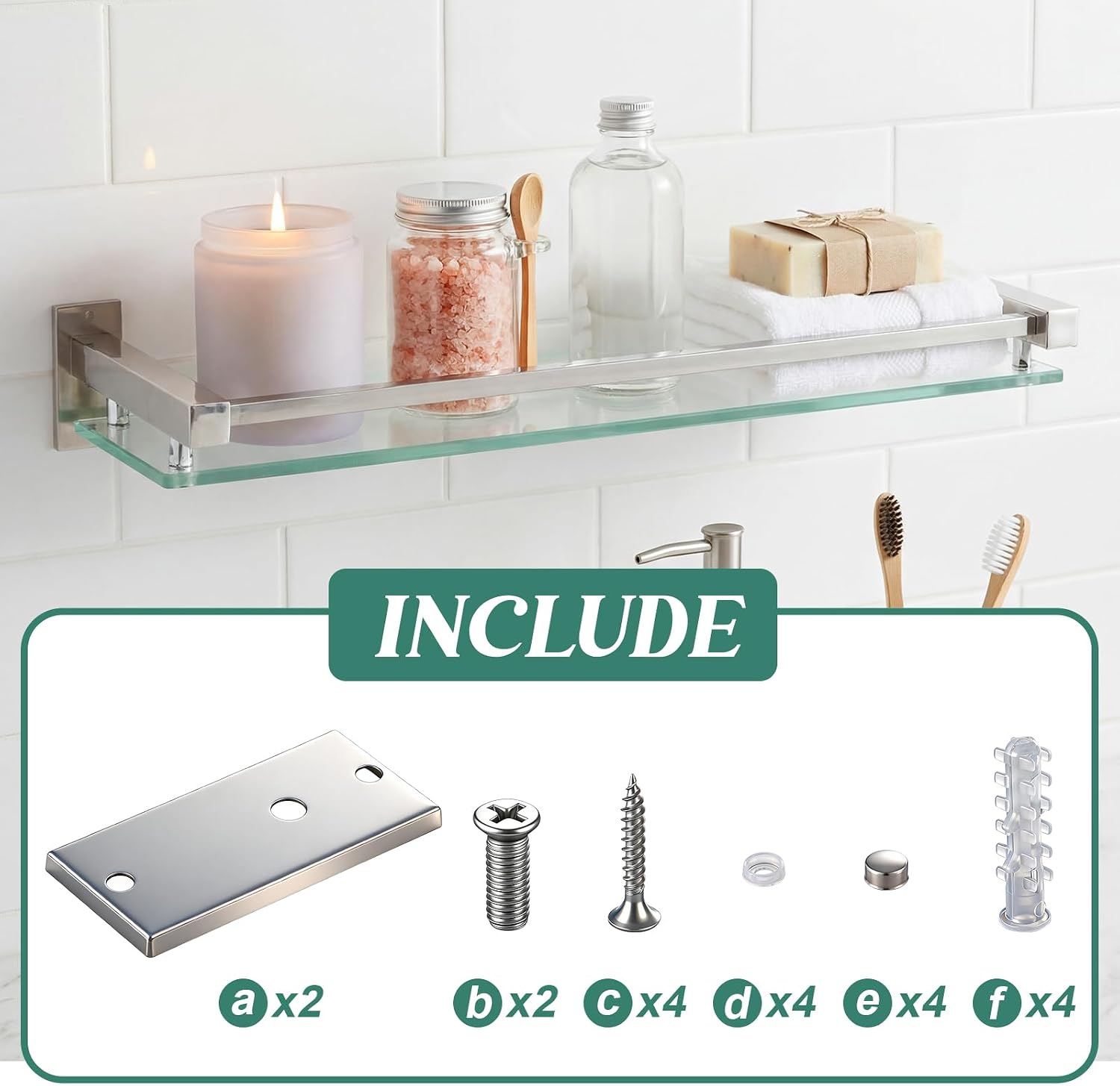 Wall‑Mounted Glass Bathroom Storage Shelves