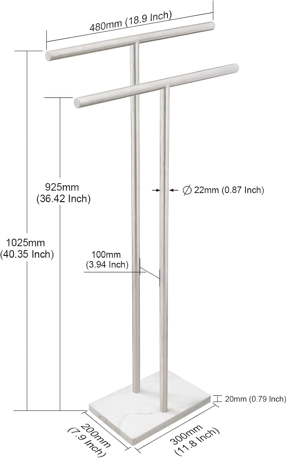2‑Tier Stainless Steel Floor Towel Rack