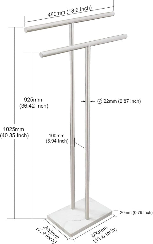 2‑Tier Stainless Steel Floor Towel Rack