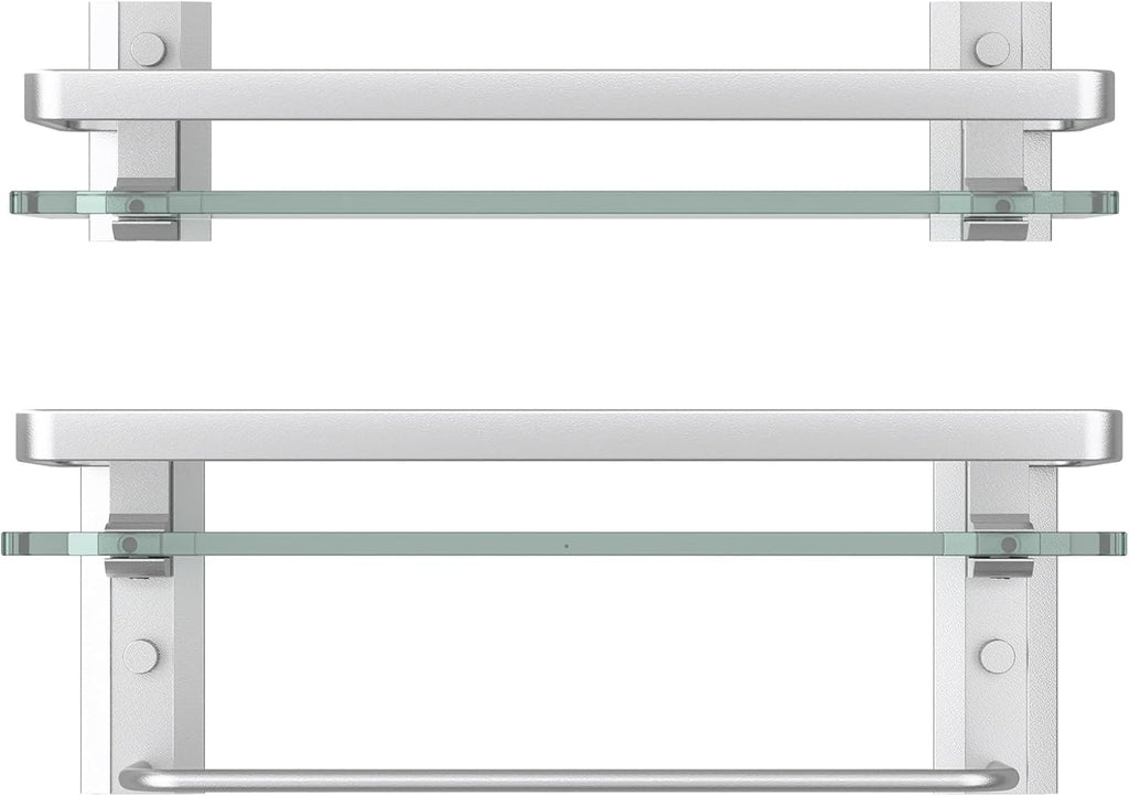 Wall‑Mounted Glass Bathroom Shelf With Towel Bar