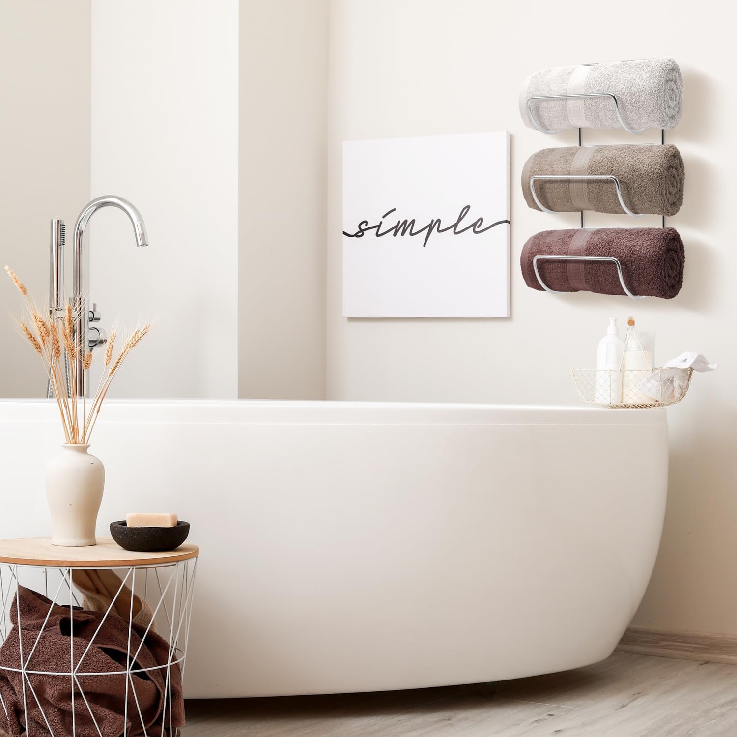 Wall‑Mounted Multi‑Hook Bathroom Towel Rack