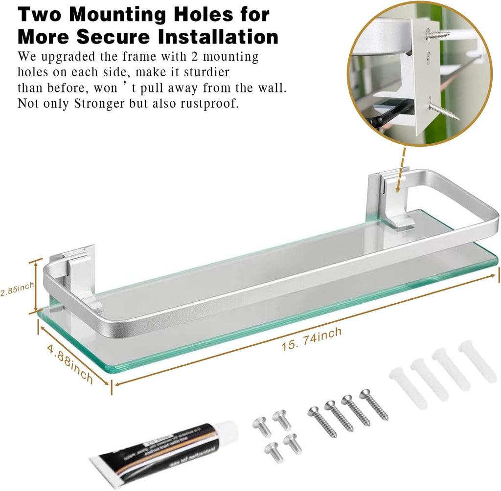 3‑Tier Wall‑Mounted Glass Bathroom Shelf