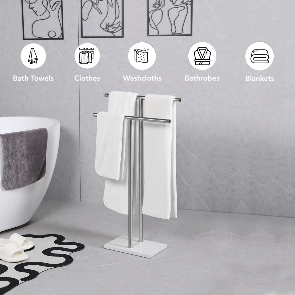 Marble‑Base Freestanding Towel Rack Stand