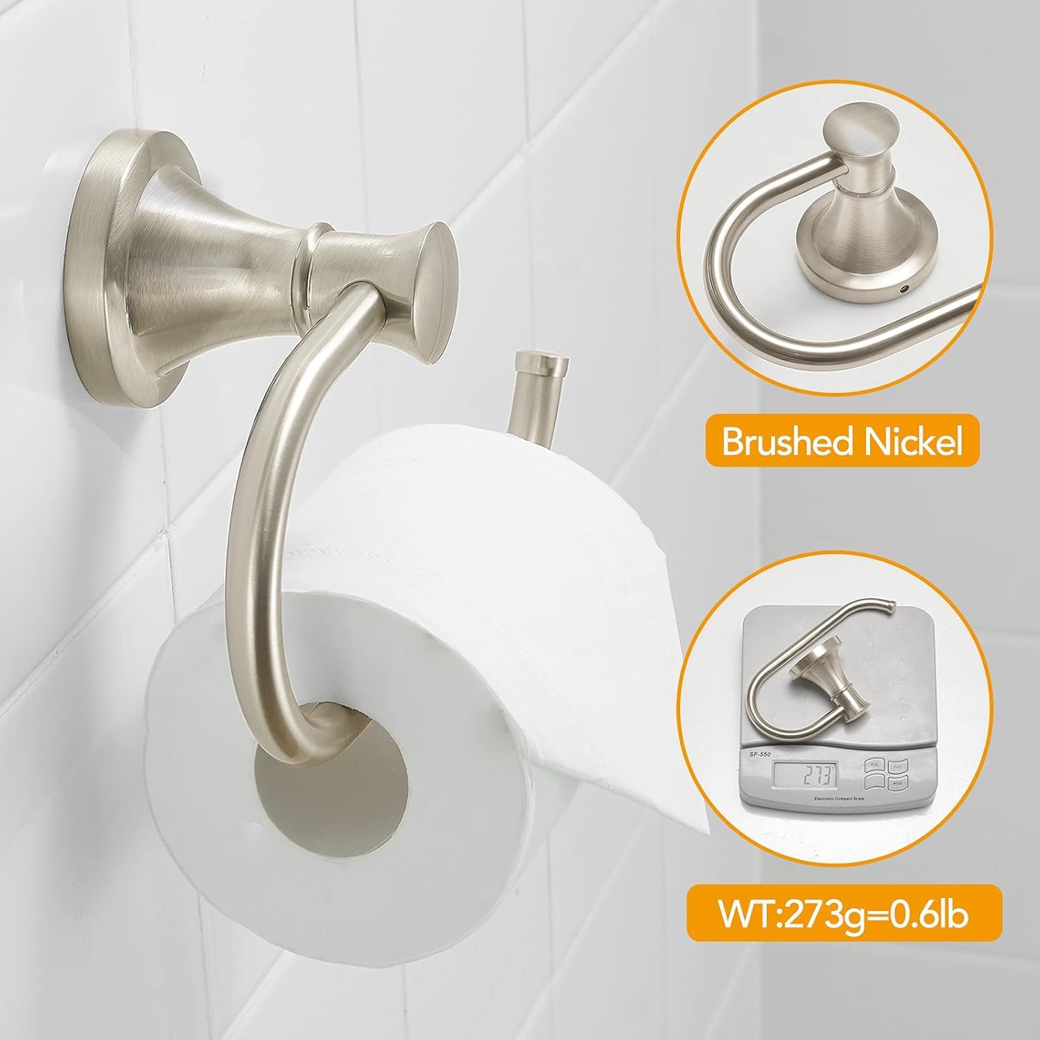 Wall‑Mounted Nickel Bathroom Tissue Holder