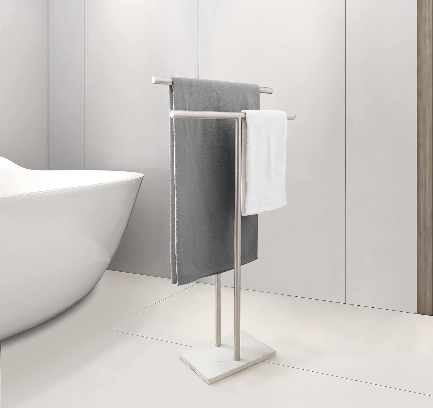 2‑Tier Stainless Steel Floor Towel Rack