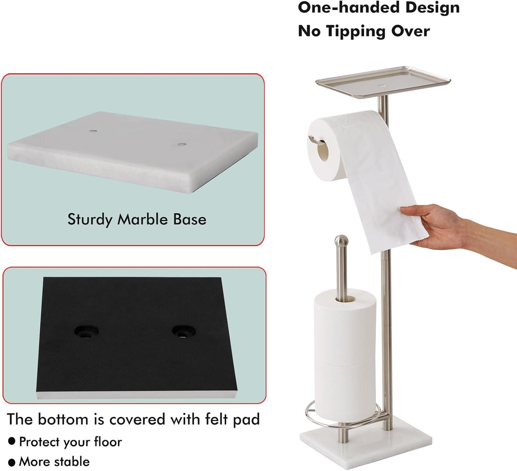 Marble‑Base Freestanding Toilet Paper Stand