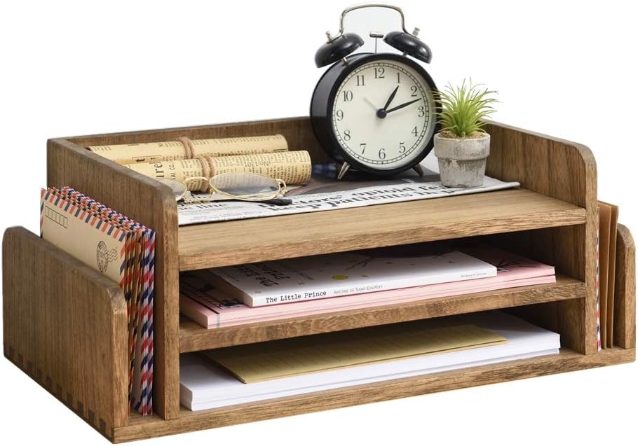 5‑Tier Wooden Desktop Mail Organizer