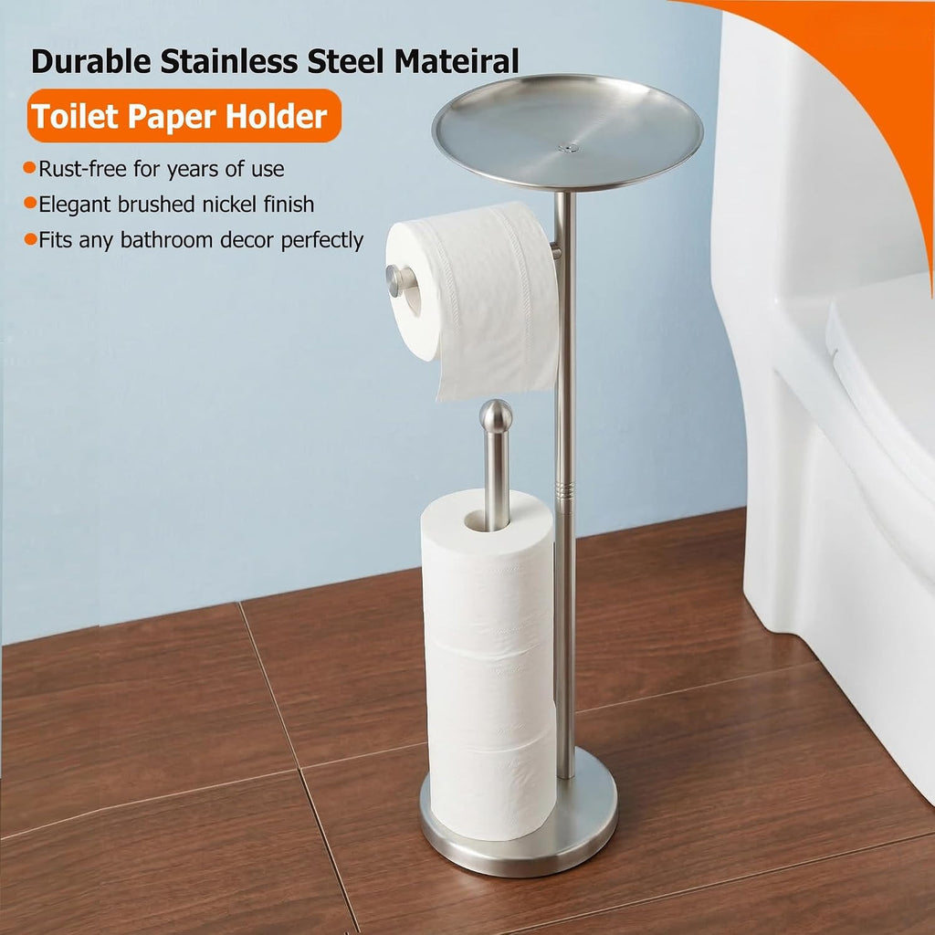 Freestanding Toilet Paper Holder With Shelf