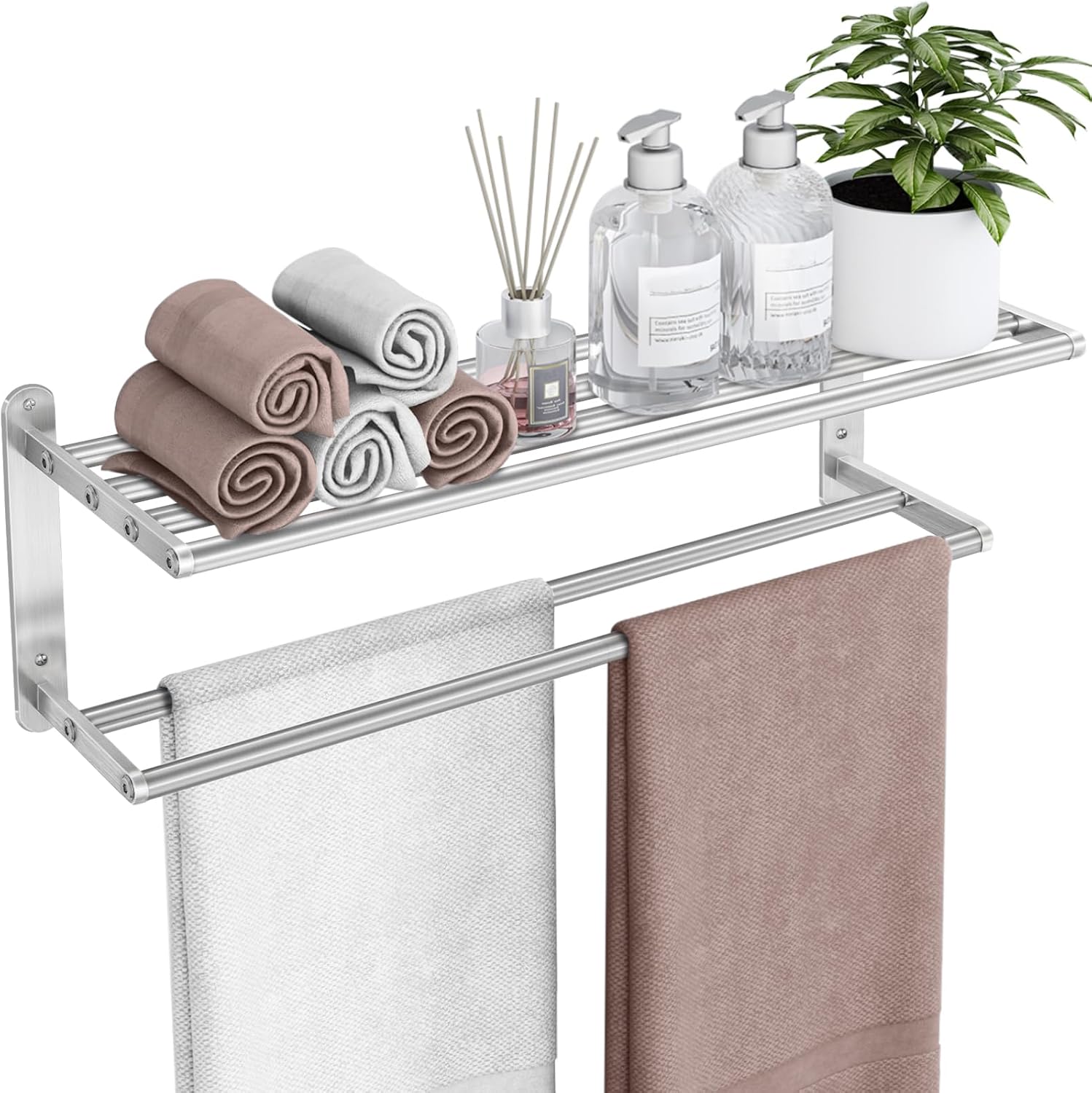 2‑Tier Wall‑Mounted Bathroom Towel Rack