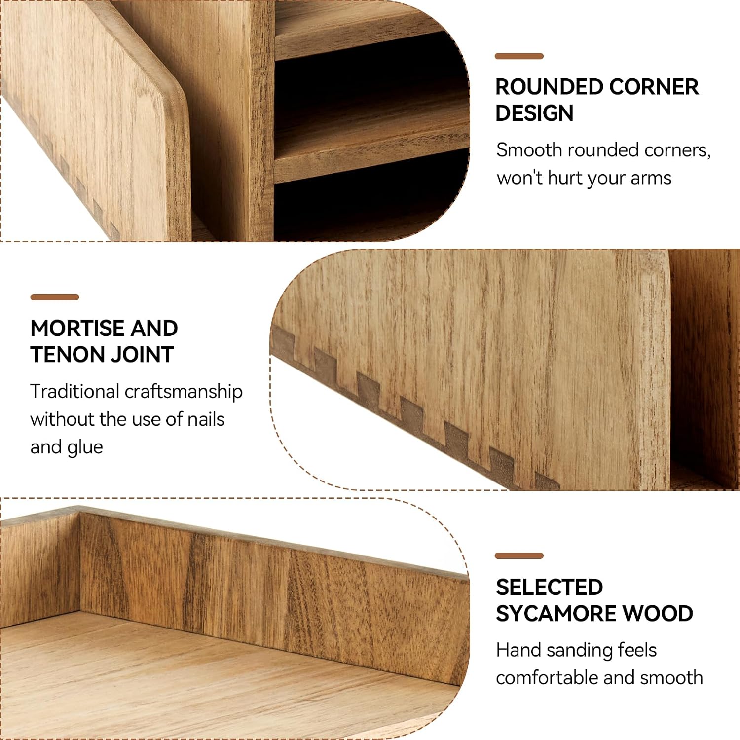 5‑Tier Wooden Desktop Mail Organizer