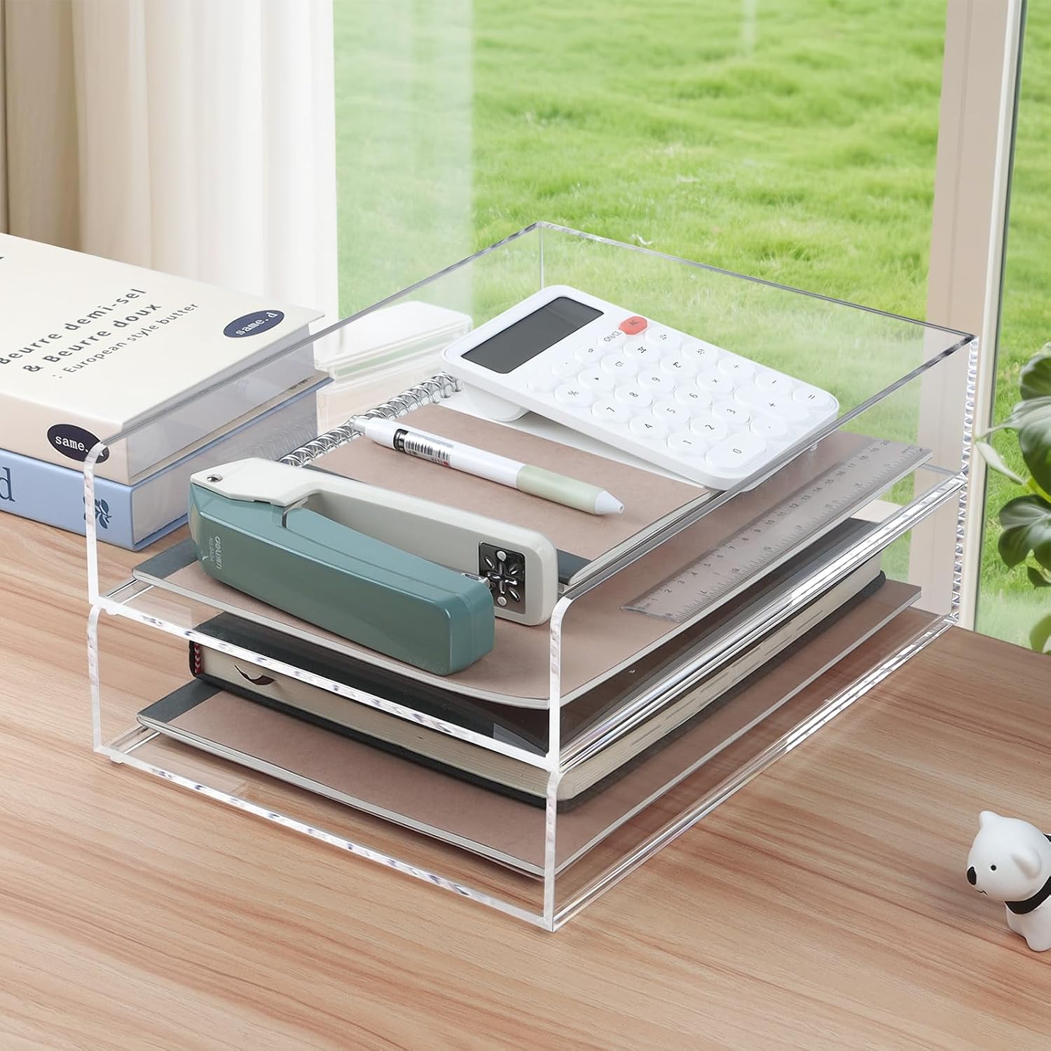 Clear Acrylic Desktop Paper Organizer Tray