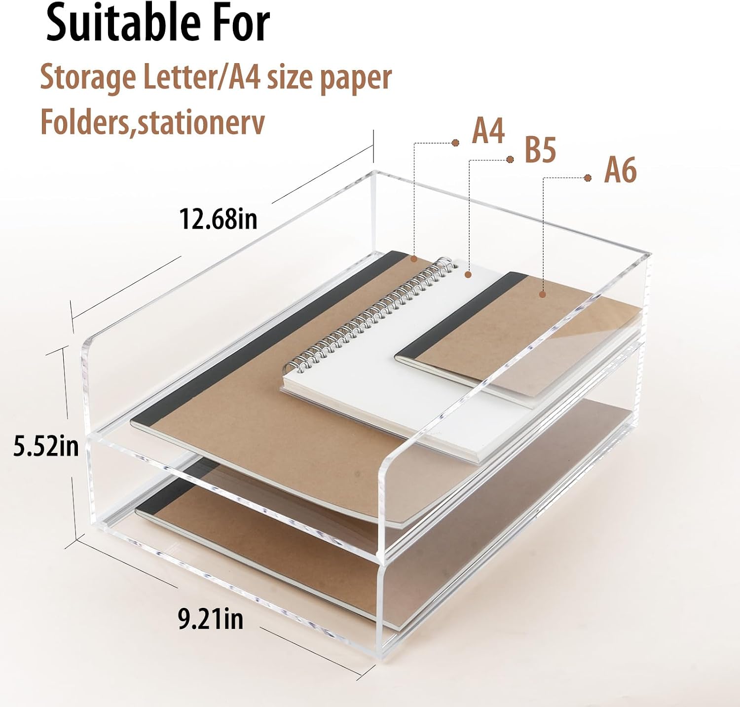 Clear Acrylic Desktop Paper Organizer Tray