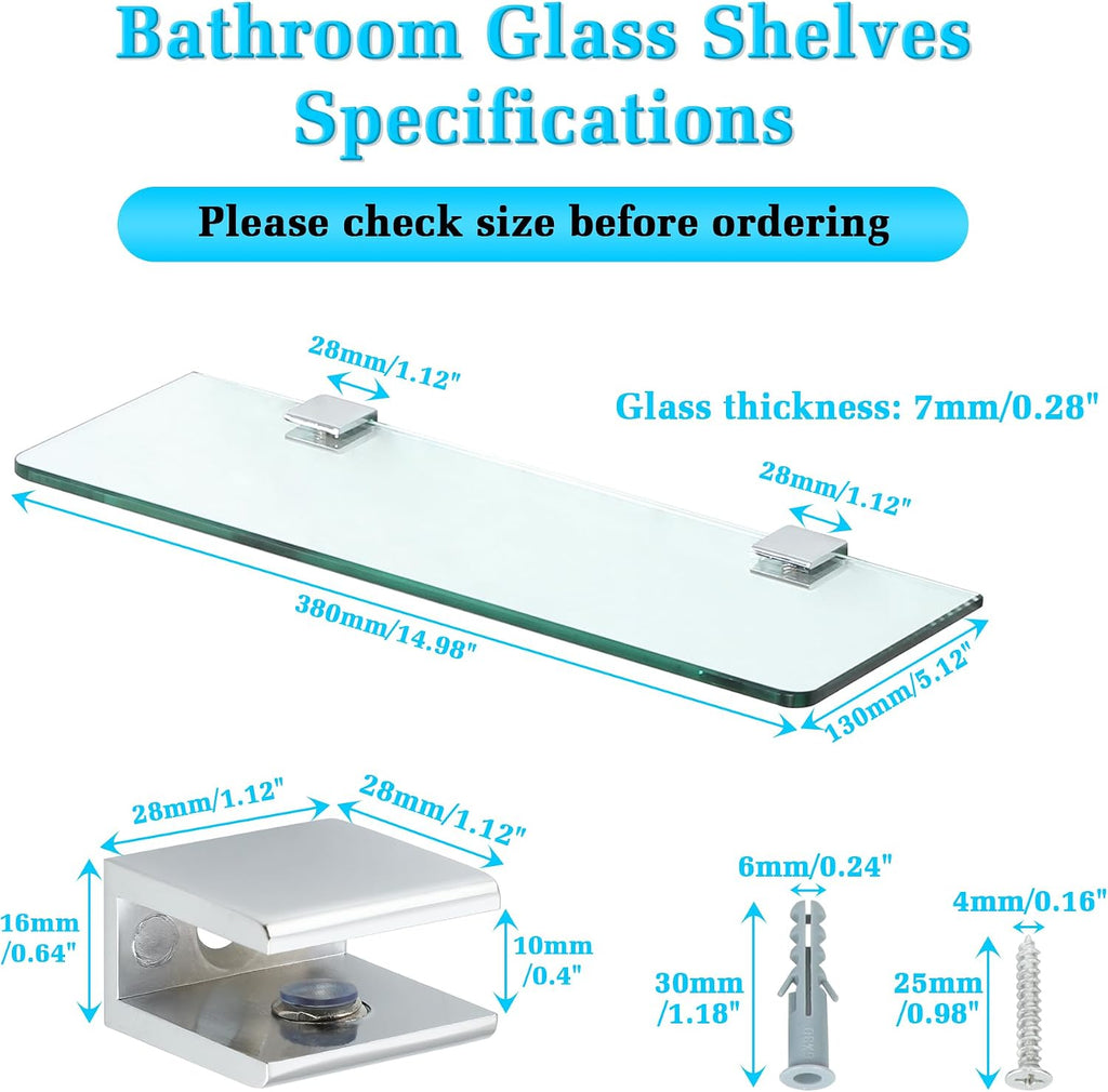 Wall‑Mounted Glass Bathroom Floating Shelves