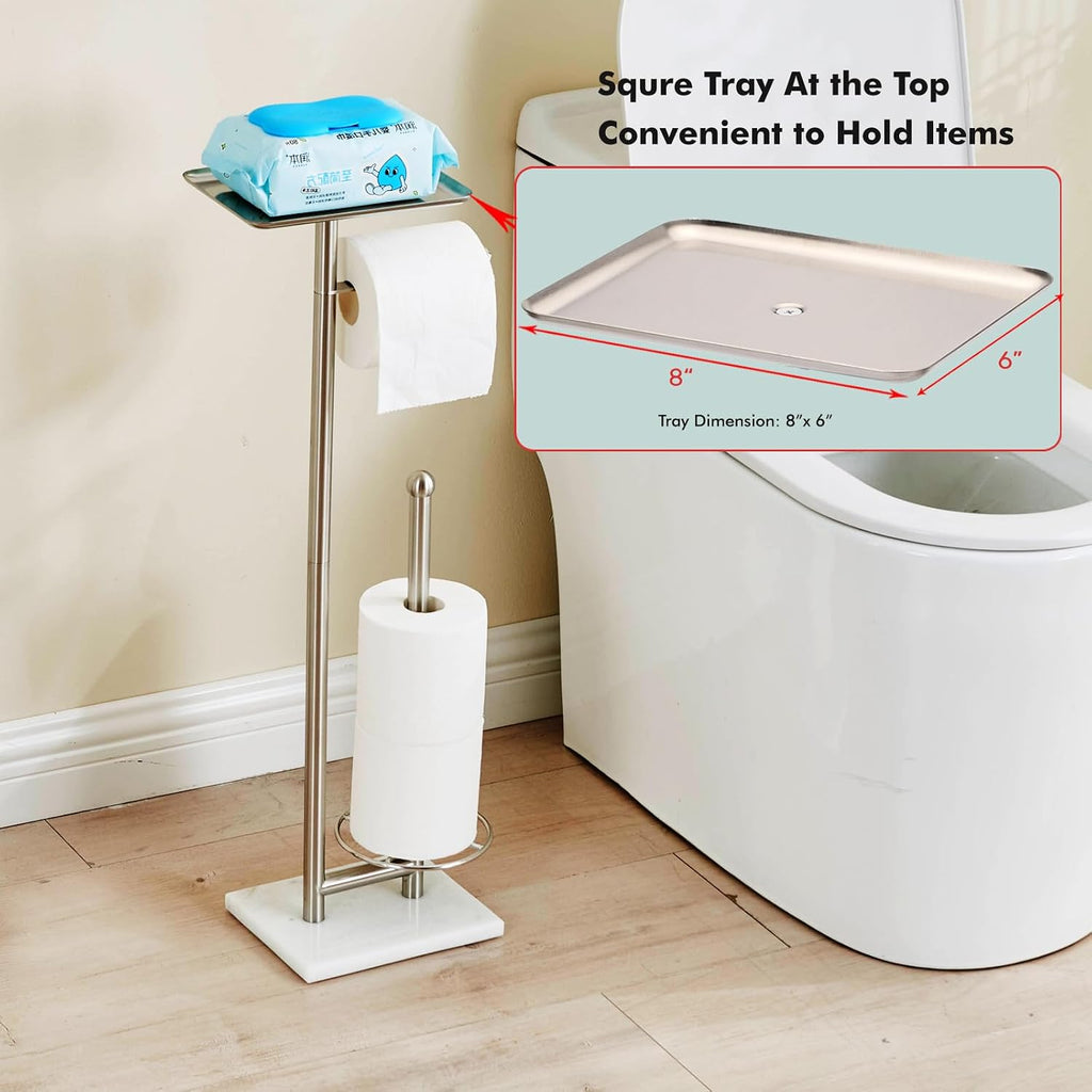 Marble‑Base Freestanding Toilet Paper Stand