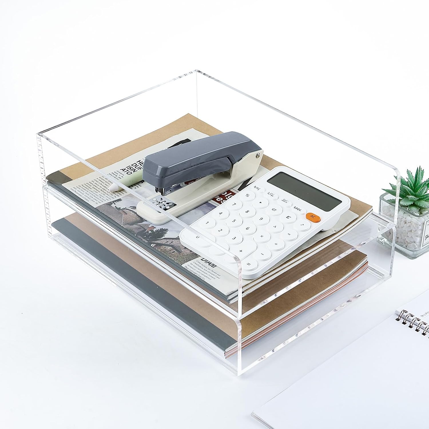 Clear Acrylic Desktop Paper Organizer Tray