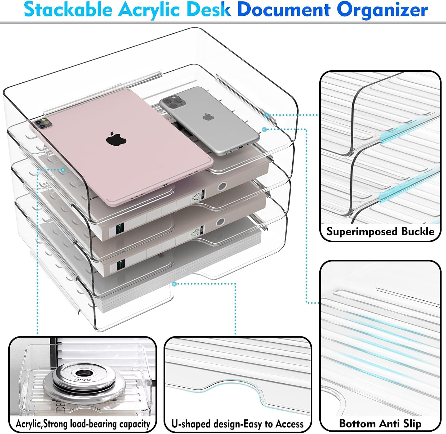 Clear Acrylic Desktop Letter Tray Set