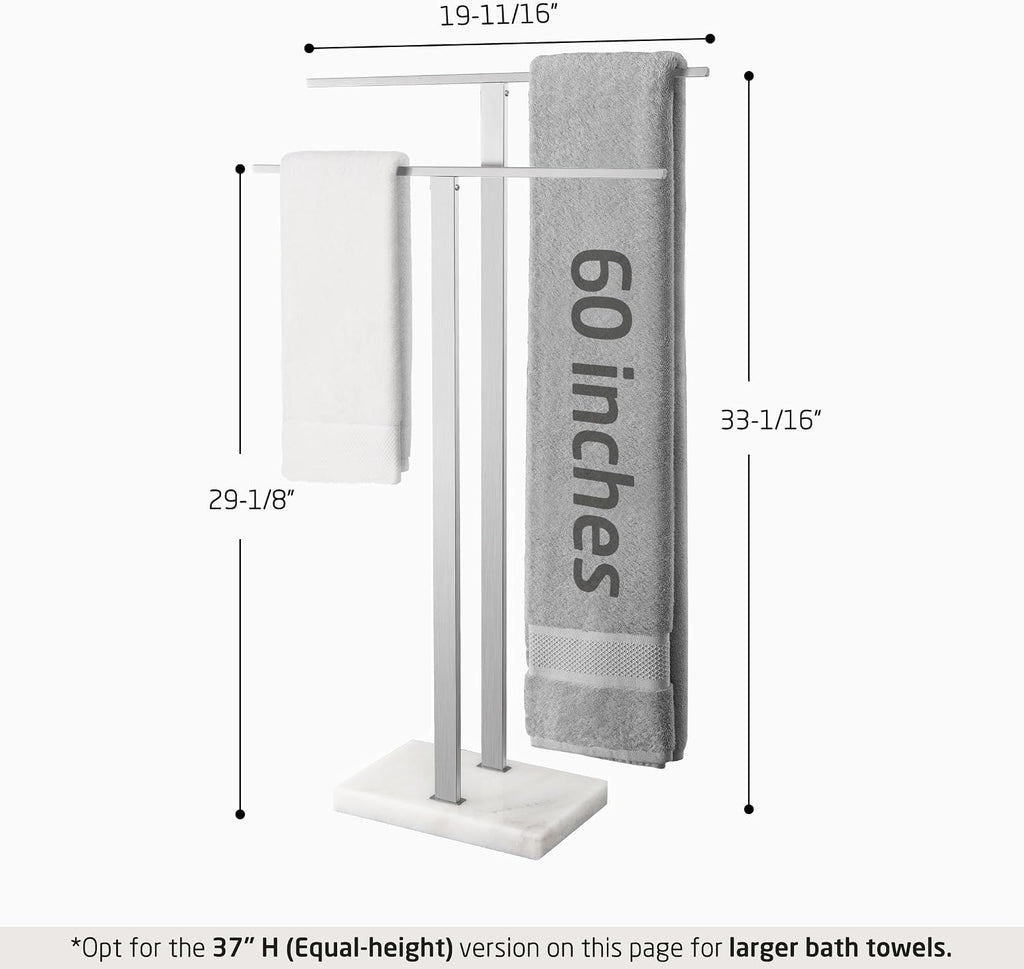 2‑Tier Marble‑Base Floor Towel Rack