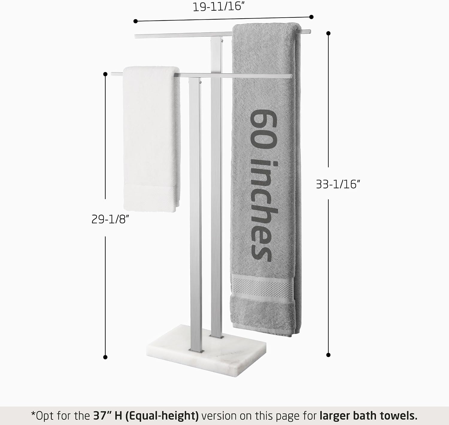2‑Tier Marble‑Base Floor Towel Rack