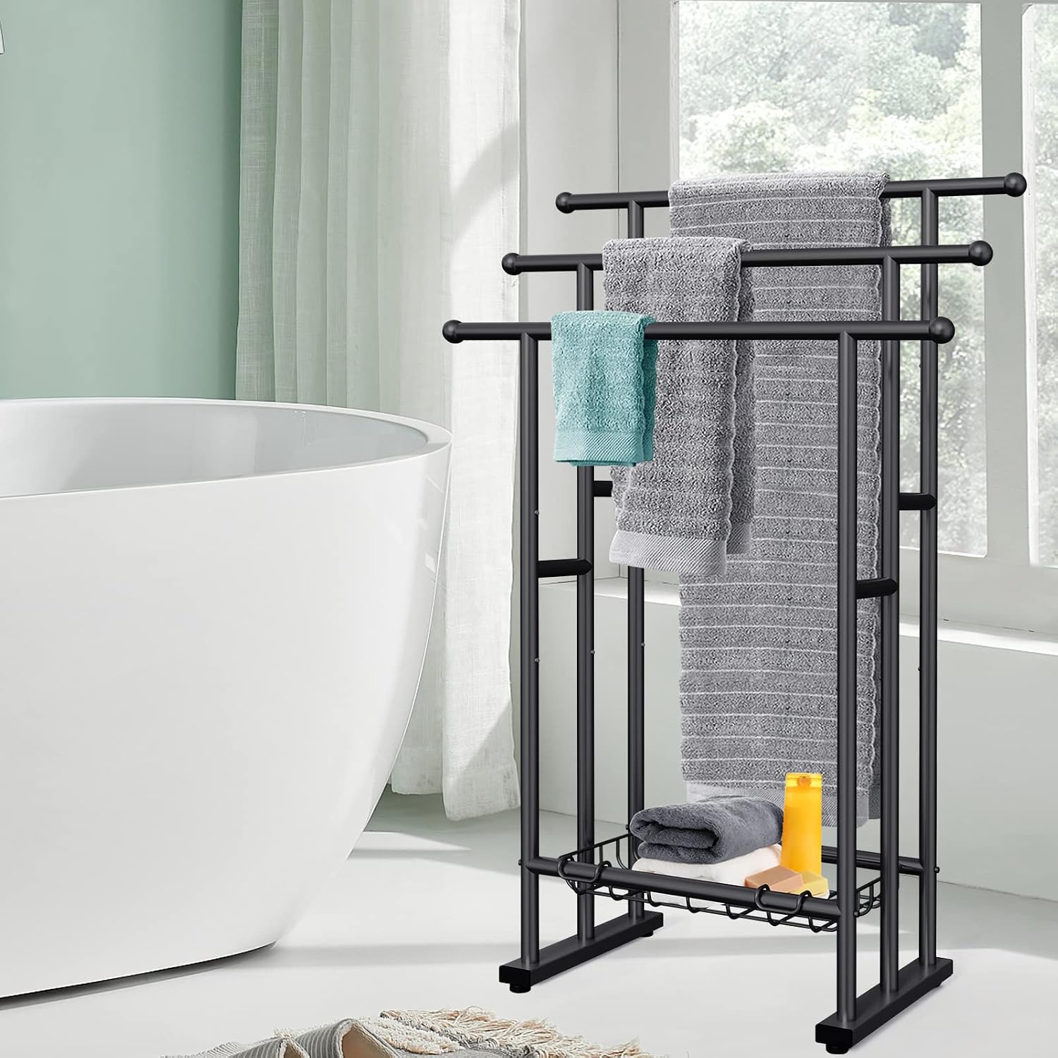 3‑Tier Freestanding Steel Towel Rack