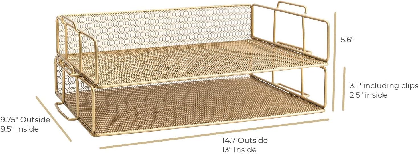 Gold Mesh Stackable Desktop Paper Trays