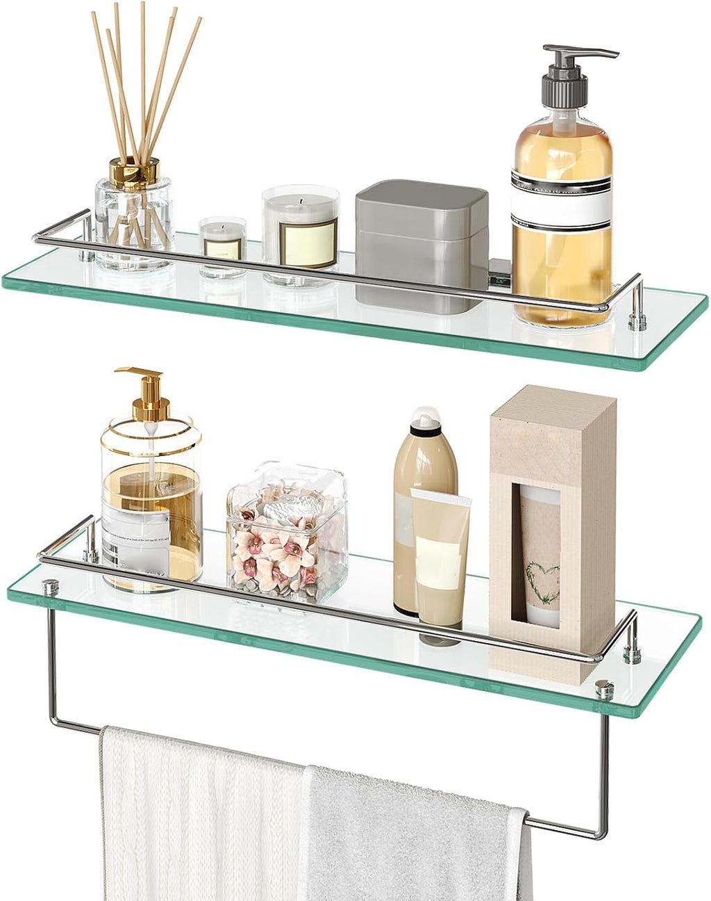 Wall‑Mounted Tempered Glass Bathroom Shelves