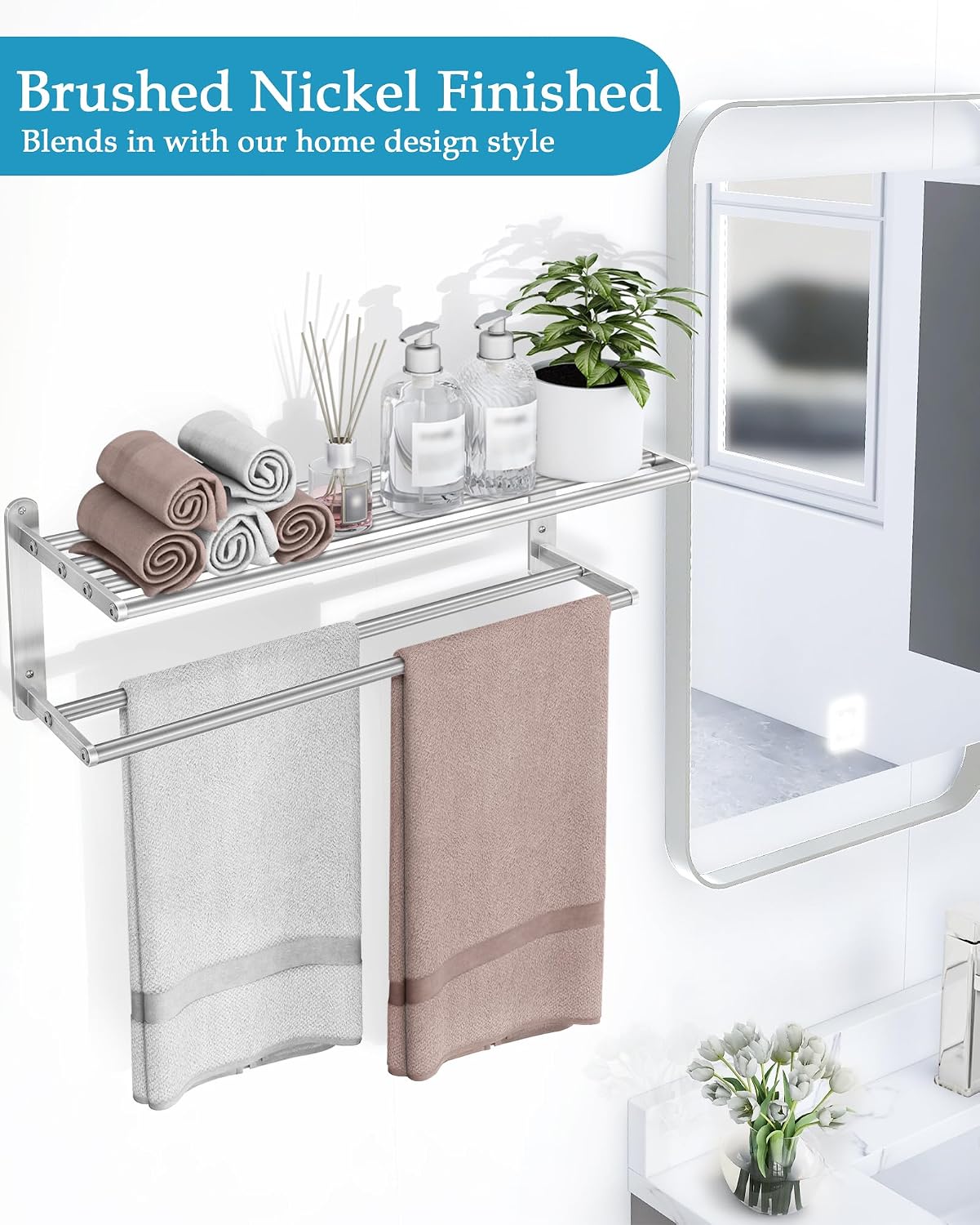 2‑Tier Wall‑Mounted Bathroom Towel Rack