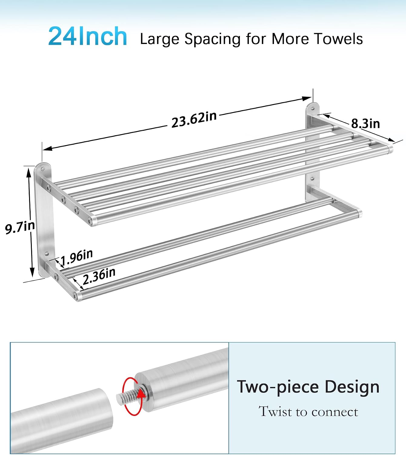 2‑Tier Wall‑Mounted Bathroom Towel Rack