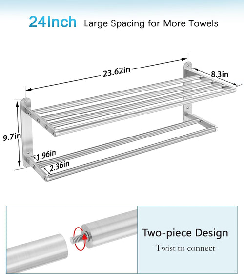 2‑Tier Wall‑Mounted Bathroom Towel Rack