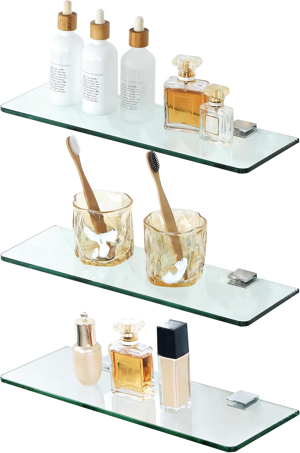 Wall‑Mounted Glass Bathroom Floating Shelves