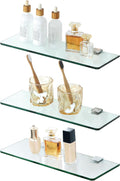 Wall‑Mounted Glass Bathroom Floating Shelves