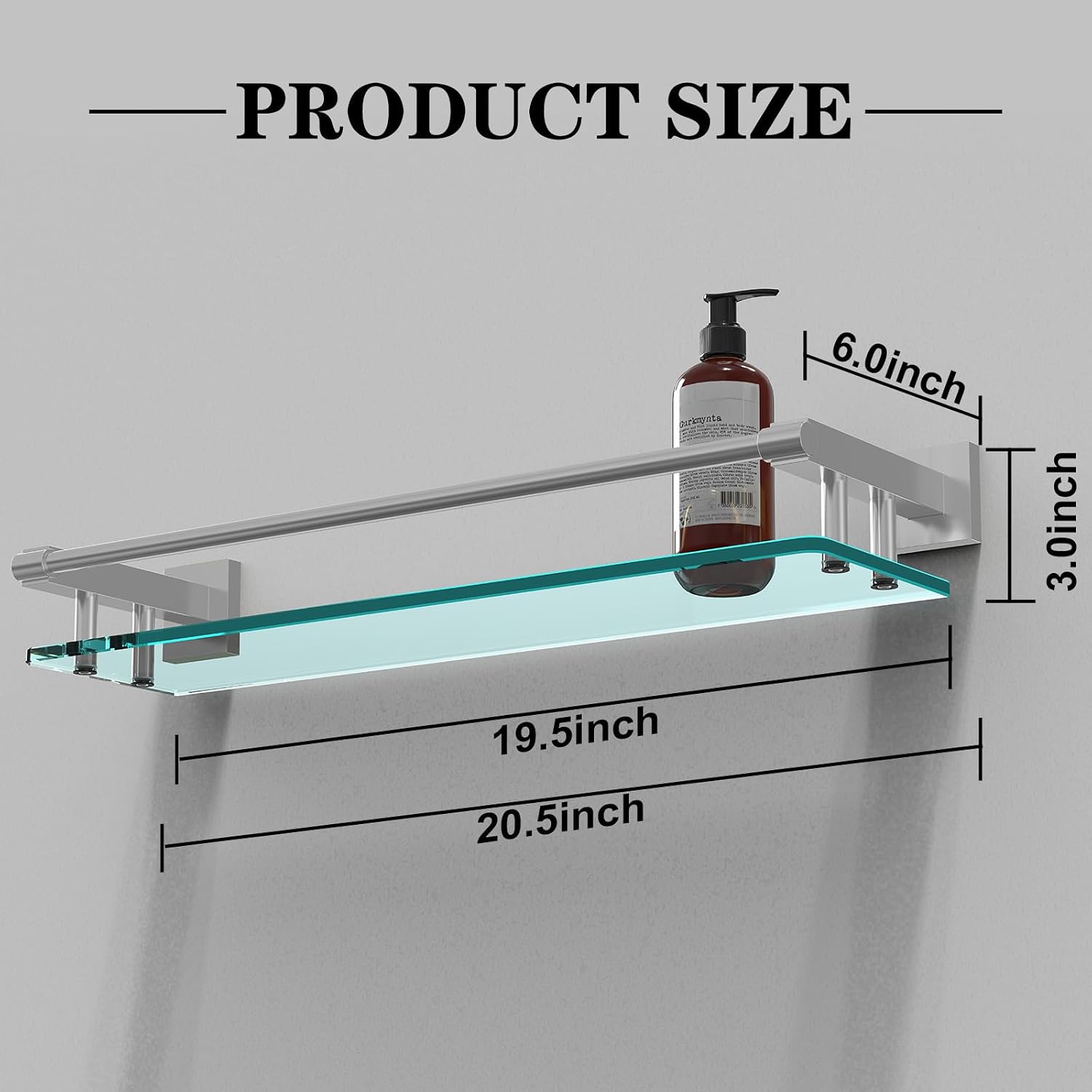 Wall‑Mounted Tempered‑Glass Bathroom Shelf
