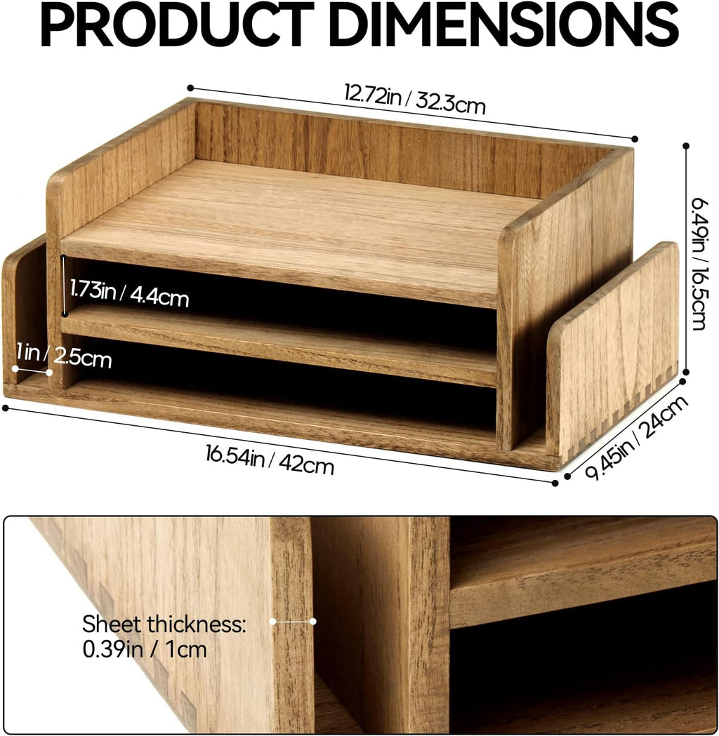 5‑Tier Wooden Desktop Mail Organizer