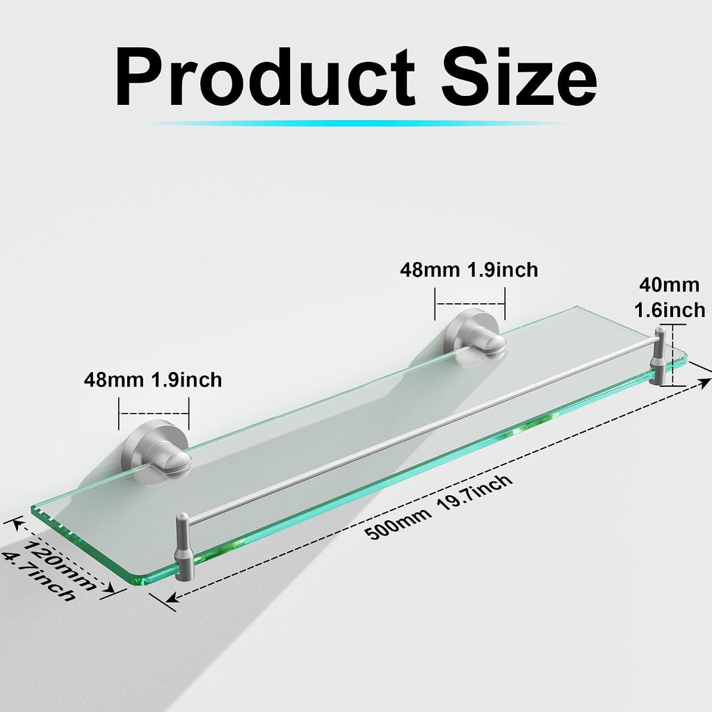 Wall‑Mounted Tempered‑Glass Bathroom Shelf