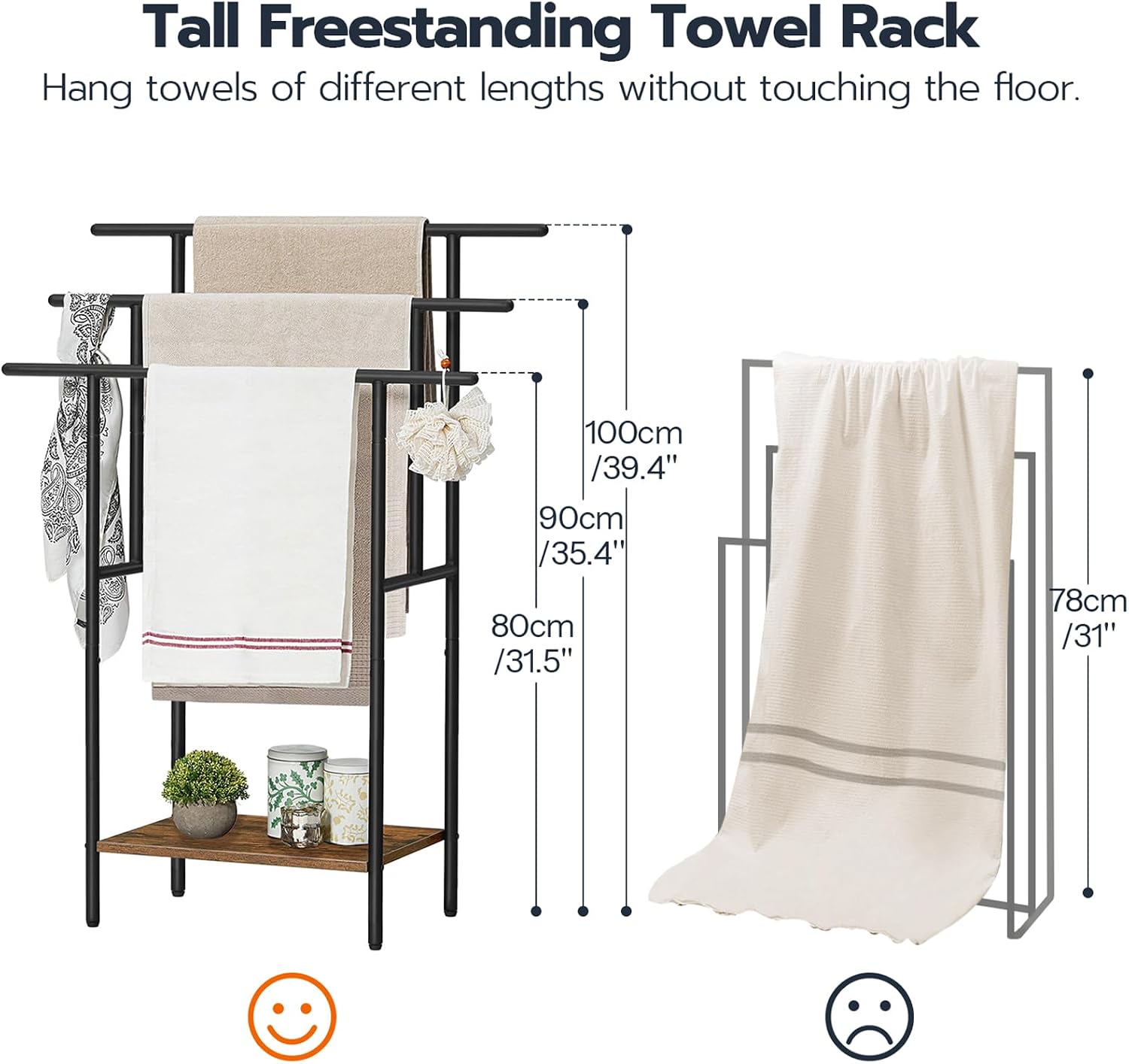 3‑Tier Freestanding Bathroom Towel Rack
