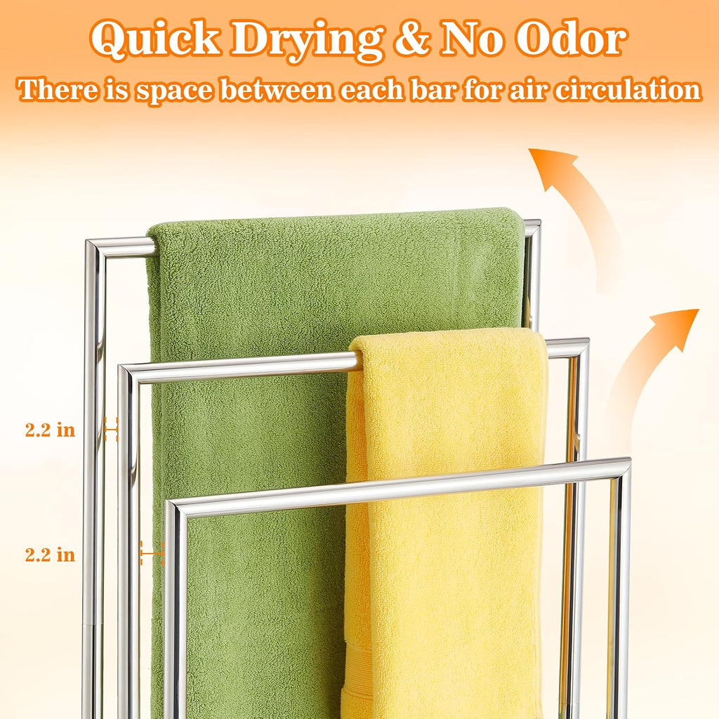 3‑Tier Stainless Steel Floor Towel Rack