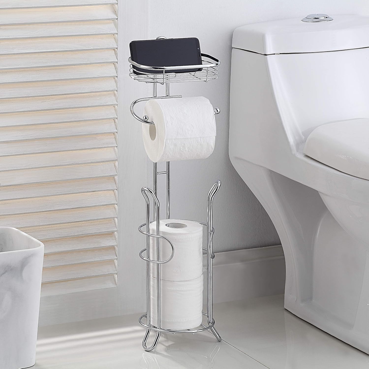 Freestanding Toilet Paper Holder Stand