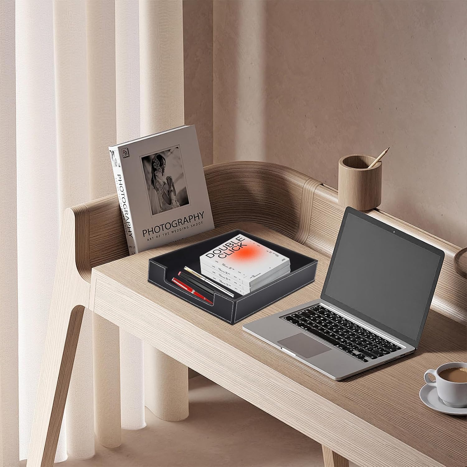 Leather Stackable Desktop Letter Organizer