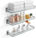 Wall‑Mounted Glass Bathroom Storage Shelves