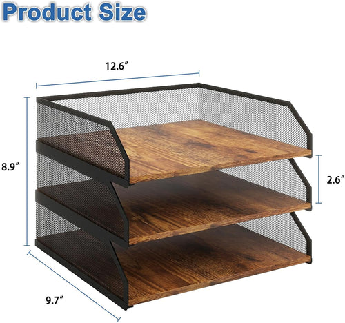 3‑Tier Mesh Desktop Paper Organizer